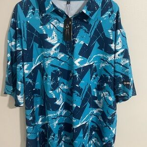 Blue Graphic Polo Shirt